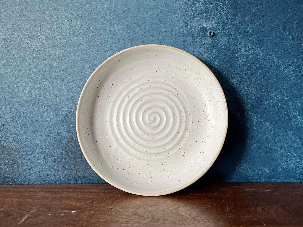 White Speckled 25 CM Plate / blow