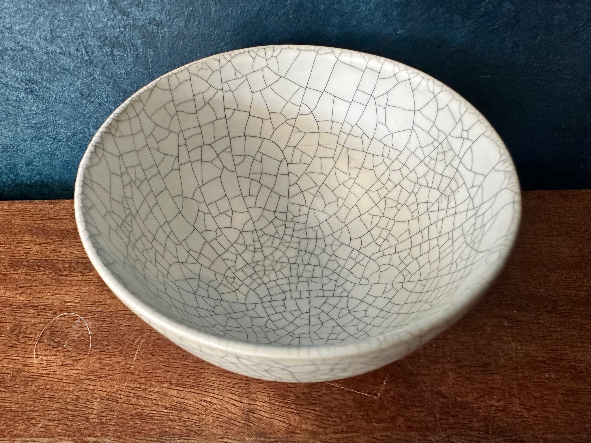 Cracked Chinese ink hand crafted bowl l 10.5 cm