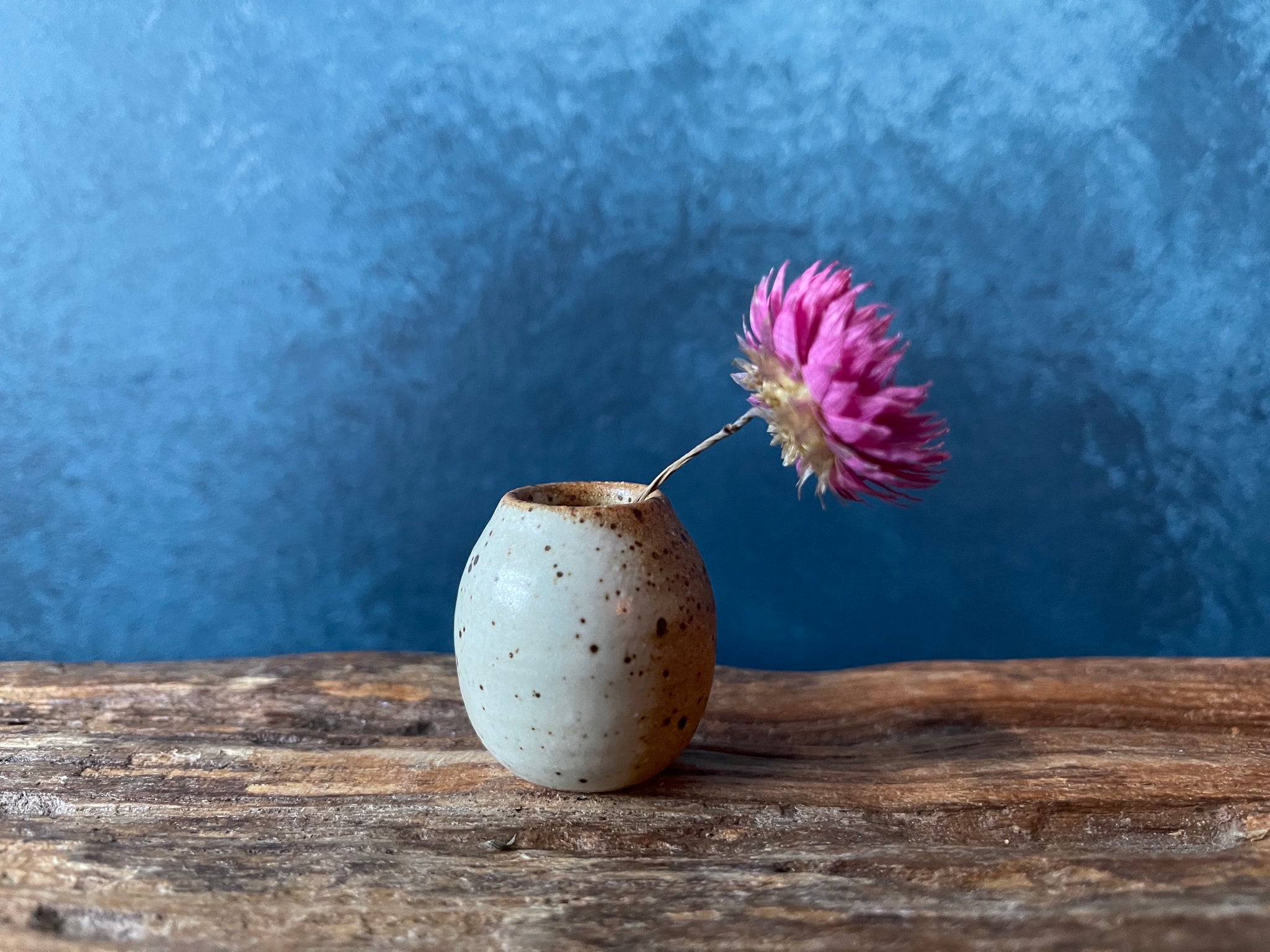 Hand-thrown Tiny Bud Vase / white speckled - S6