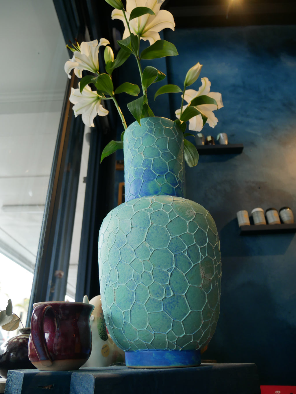 Turquoise Honeycomb Vase
