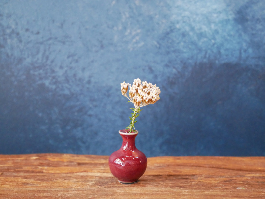 Hand-thrown Tiny Bud Vase / copper red/oxblood glazed - R22