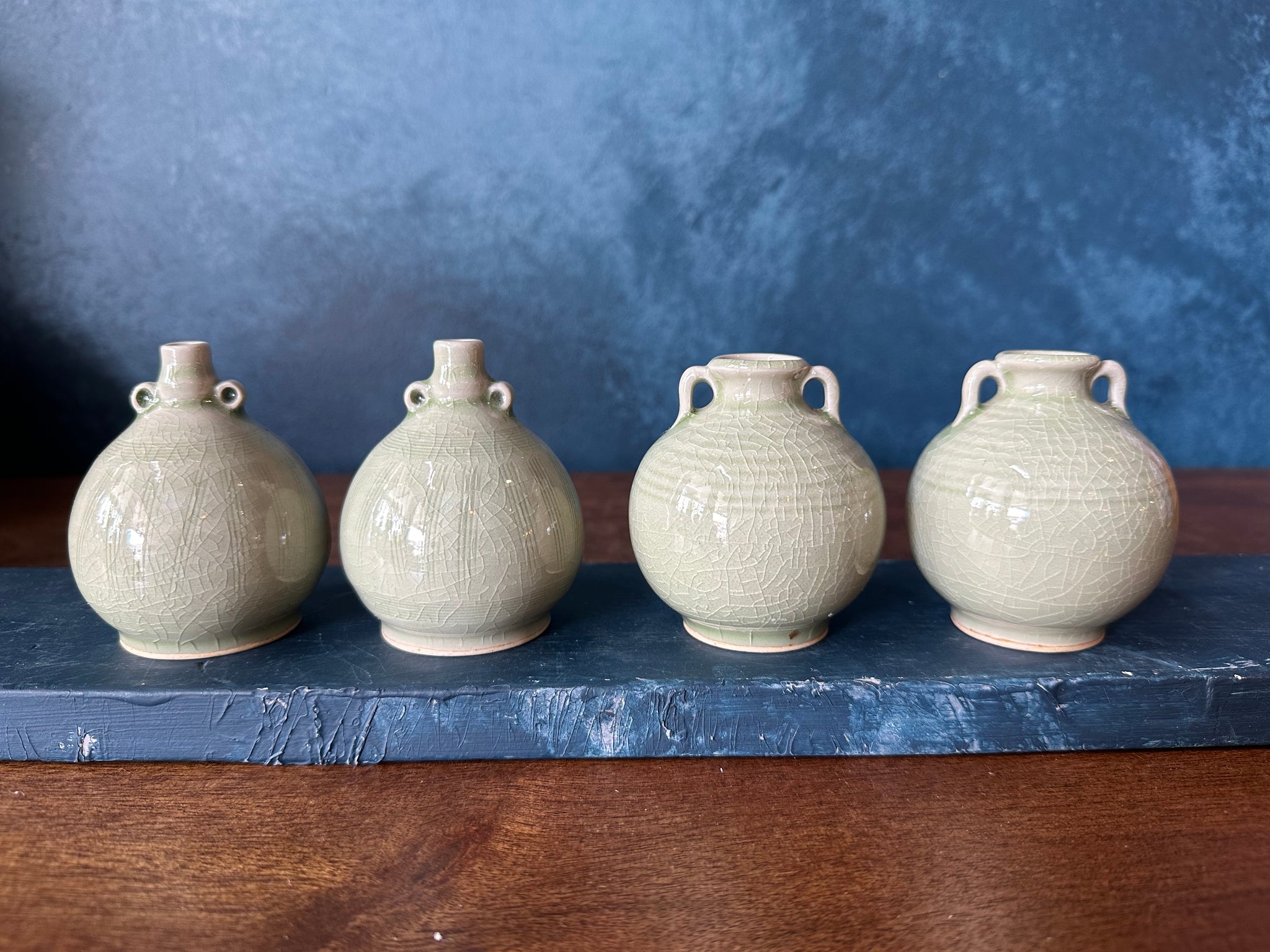 Green Celadon Small Vase - 2 handles