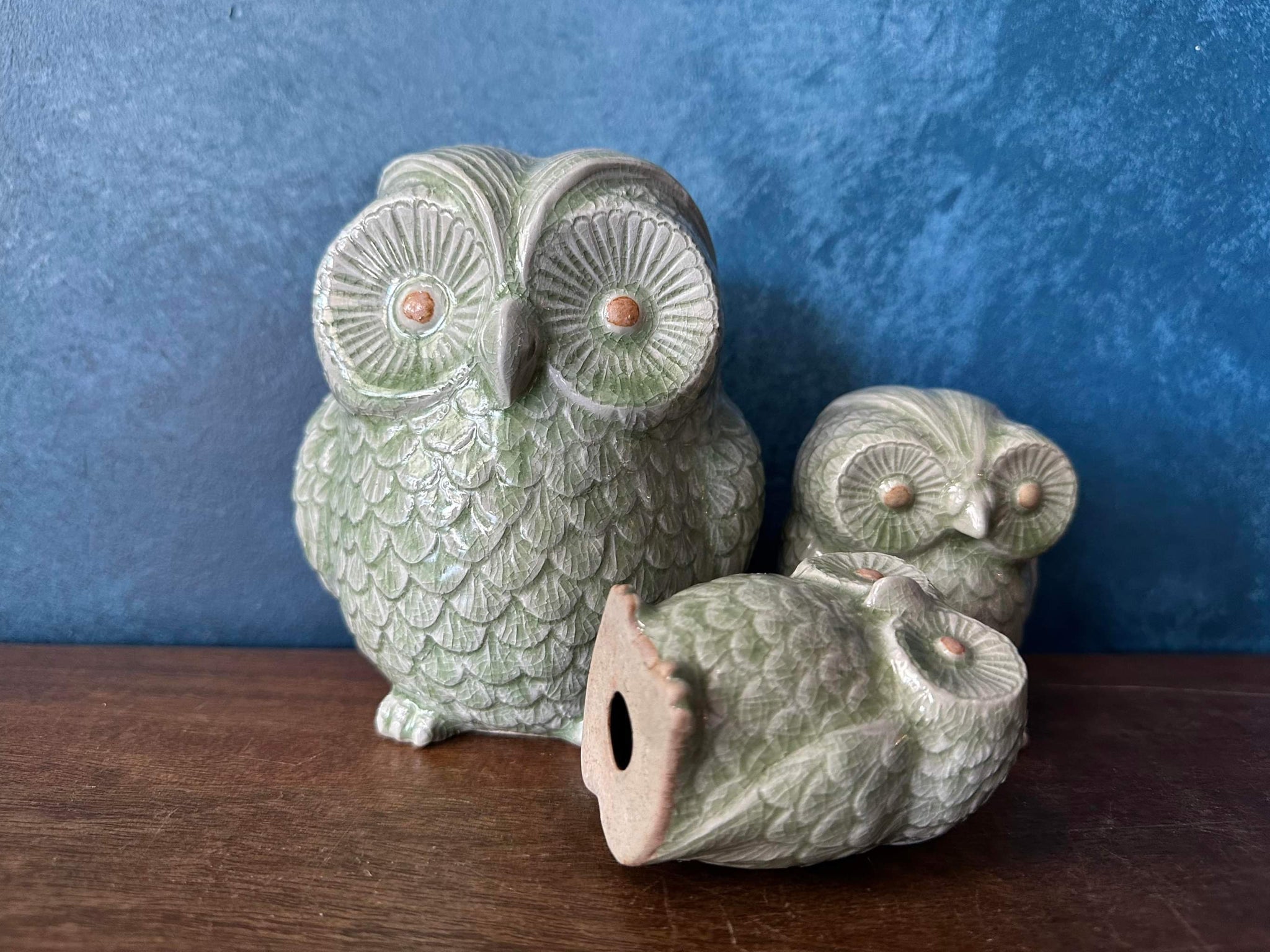 Owl Figure l Celadon Glazed