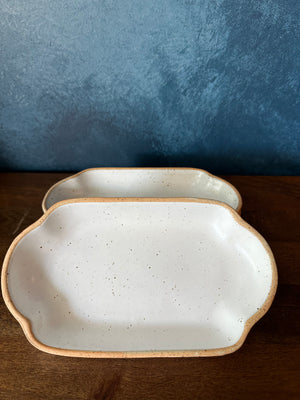 White Speckle Ceramic Tray