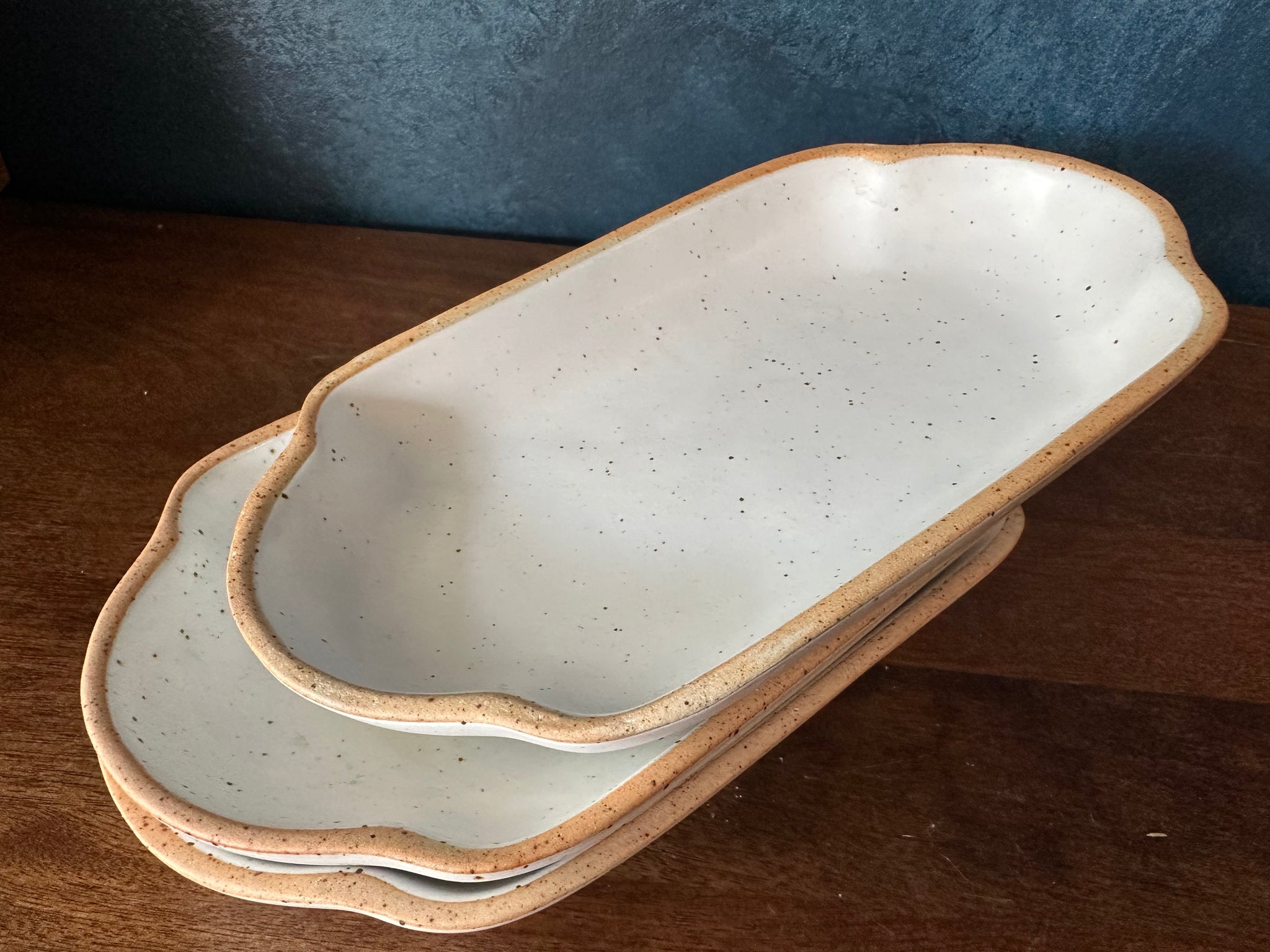 White Speckle Ceramic Tray