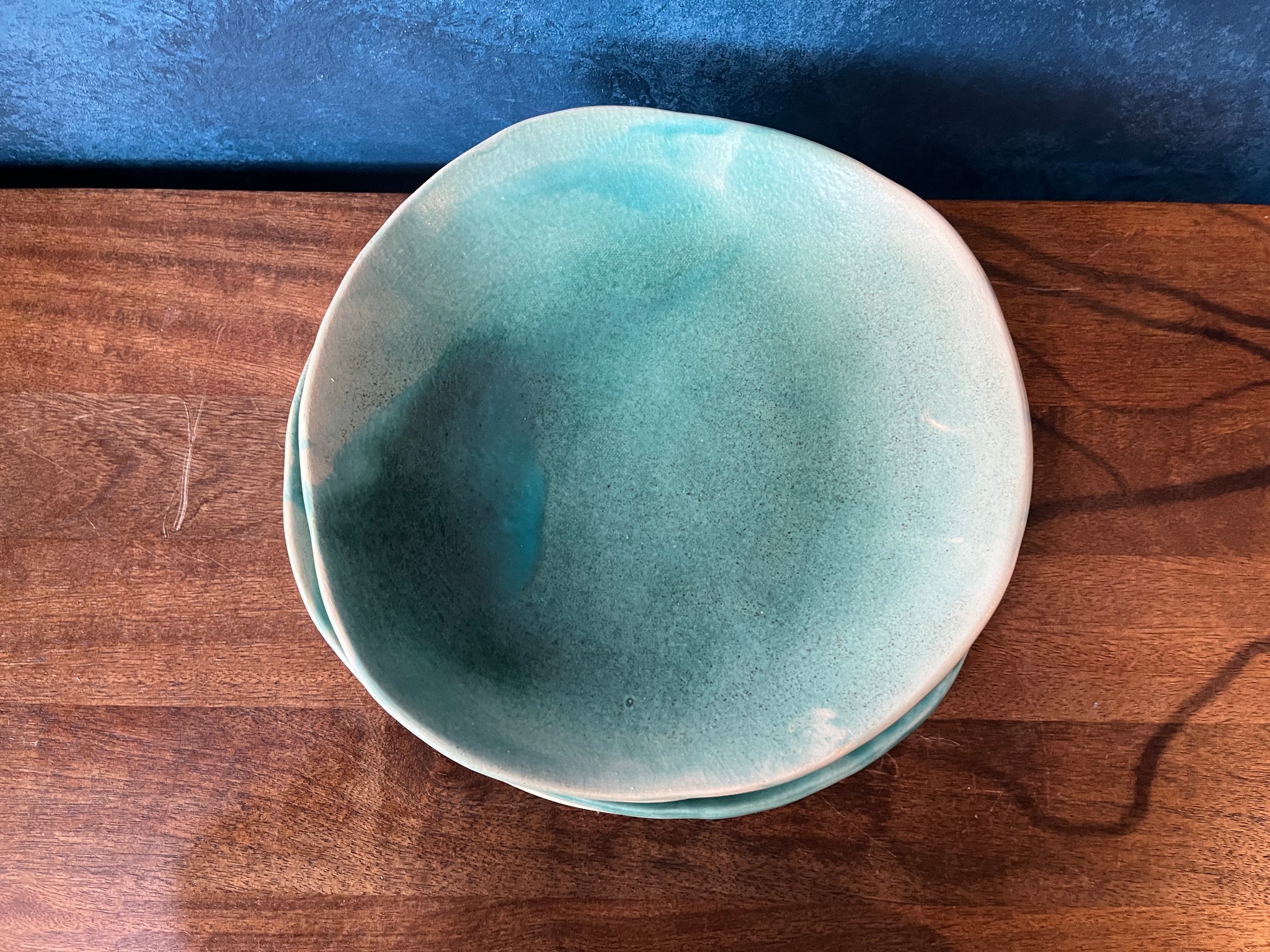 Hand Made Natural Freeform - Turquoise Sea Plate