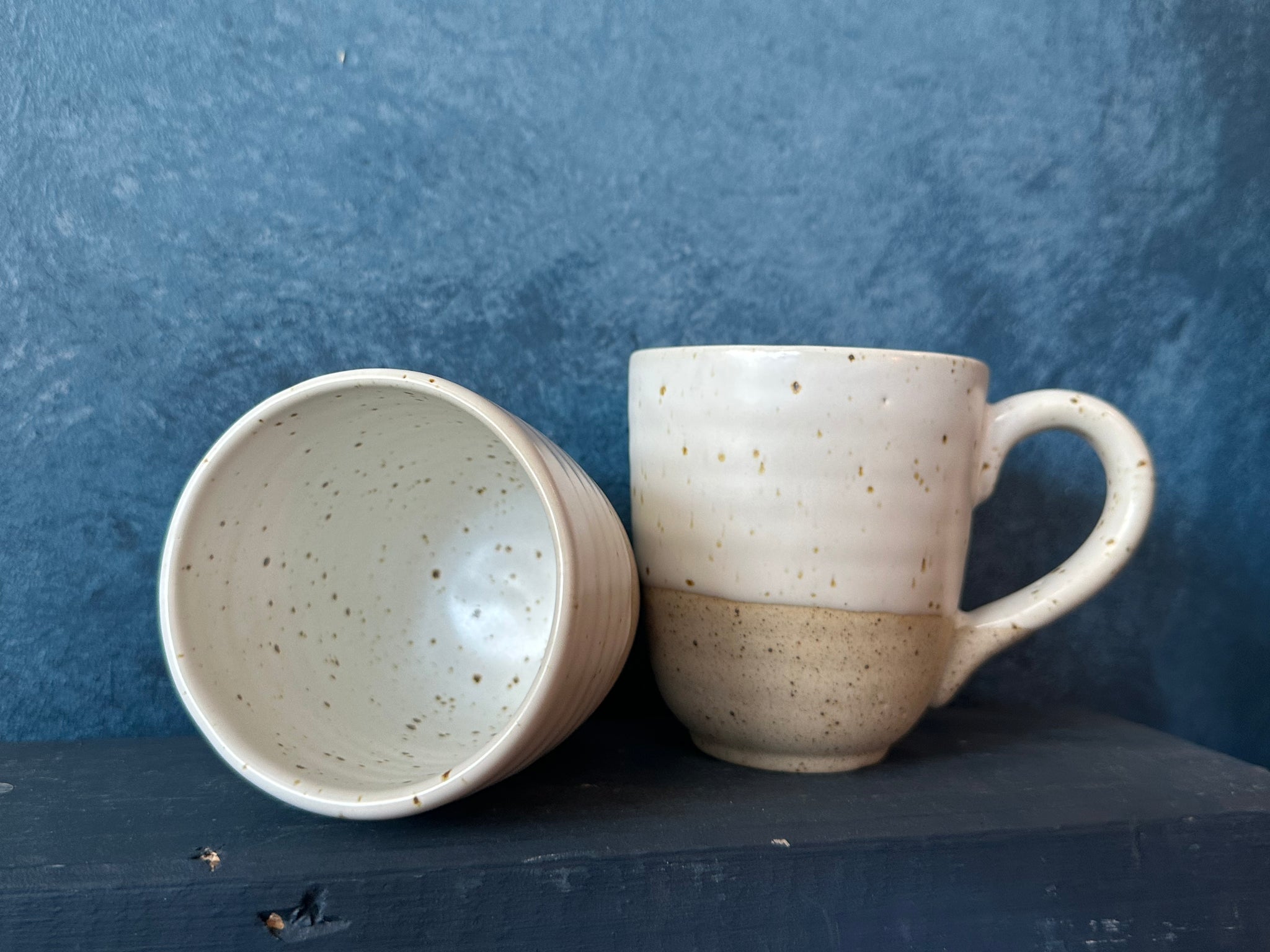 White speckled Half & half raw, with and without handle
