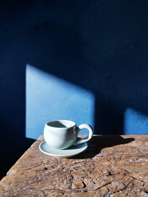Green Celadon Espresso Cup + Saucer - II