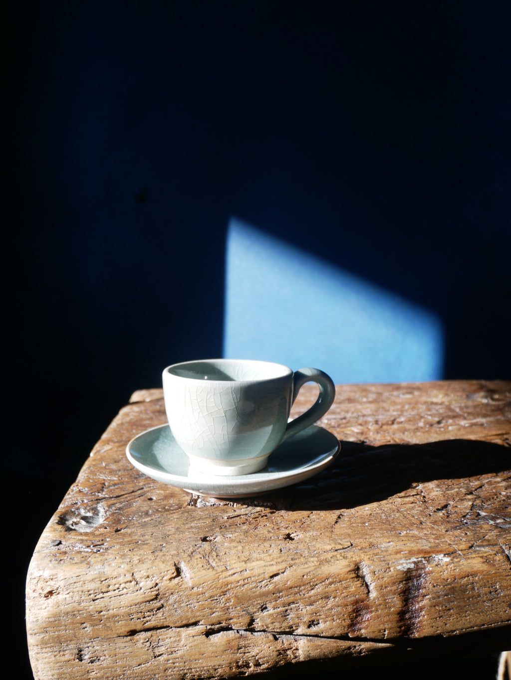 Green Celadon Espresso Cup + Saucer  - I