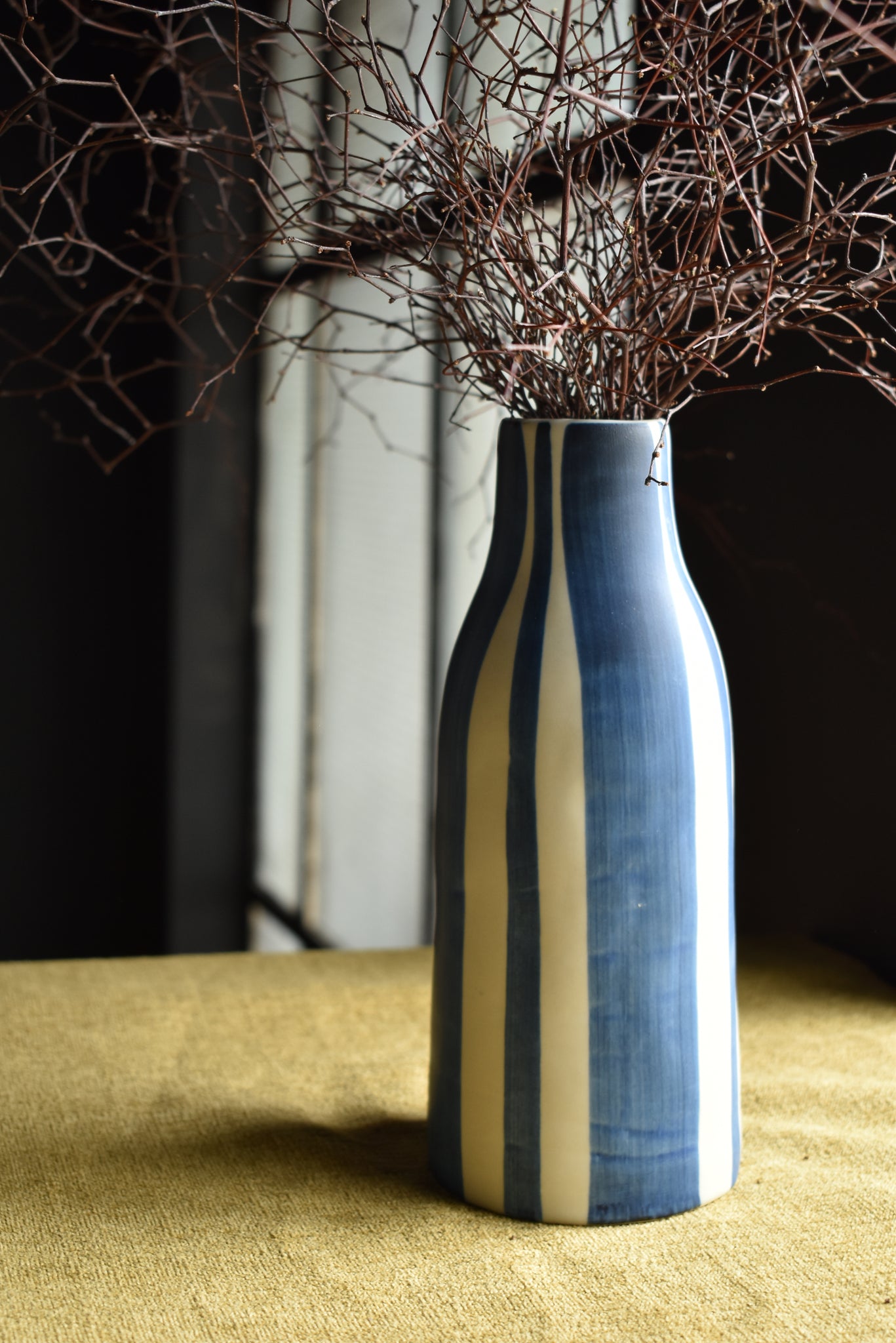 Matte Blue and White Vase