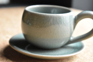 Green Celadon Espresso Cup + Saucer - II