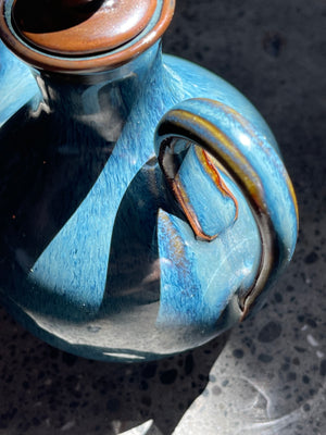 Multi Blue glazed Jug with lid