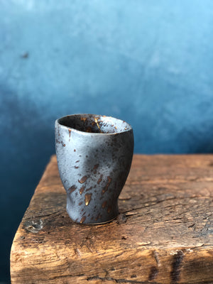 Brown-Silver, Uneven Shape Mug, Handmade