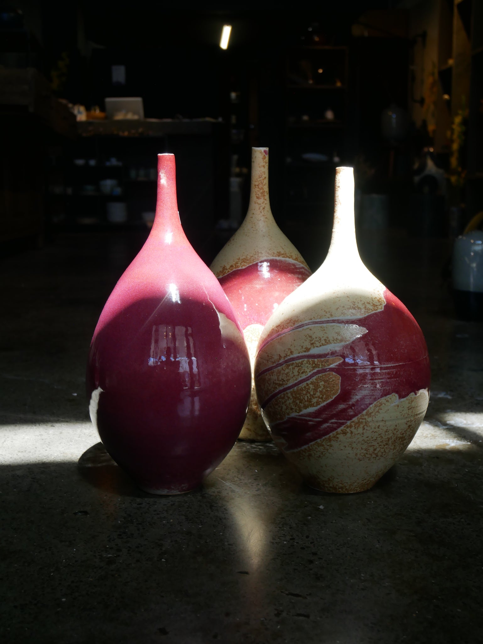 Long neck - Copper Red Splash Vase - IX