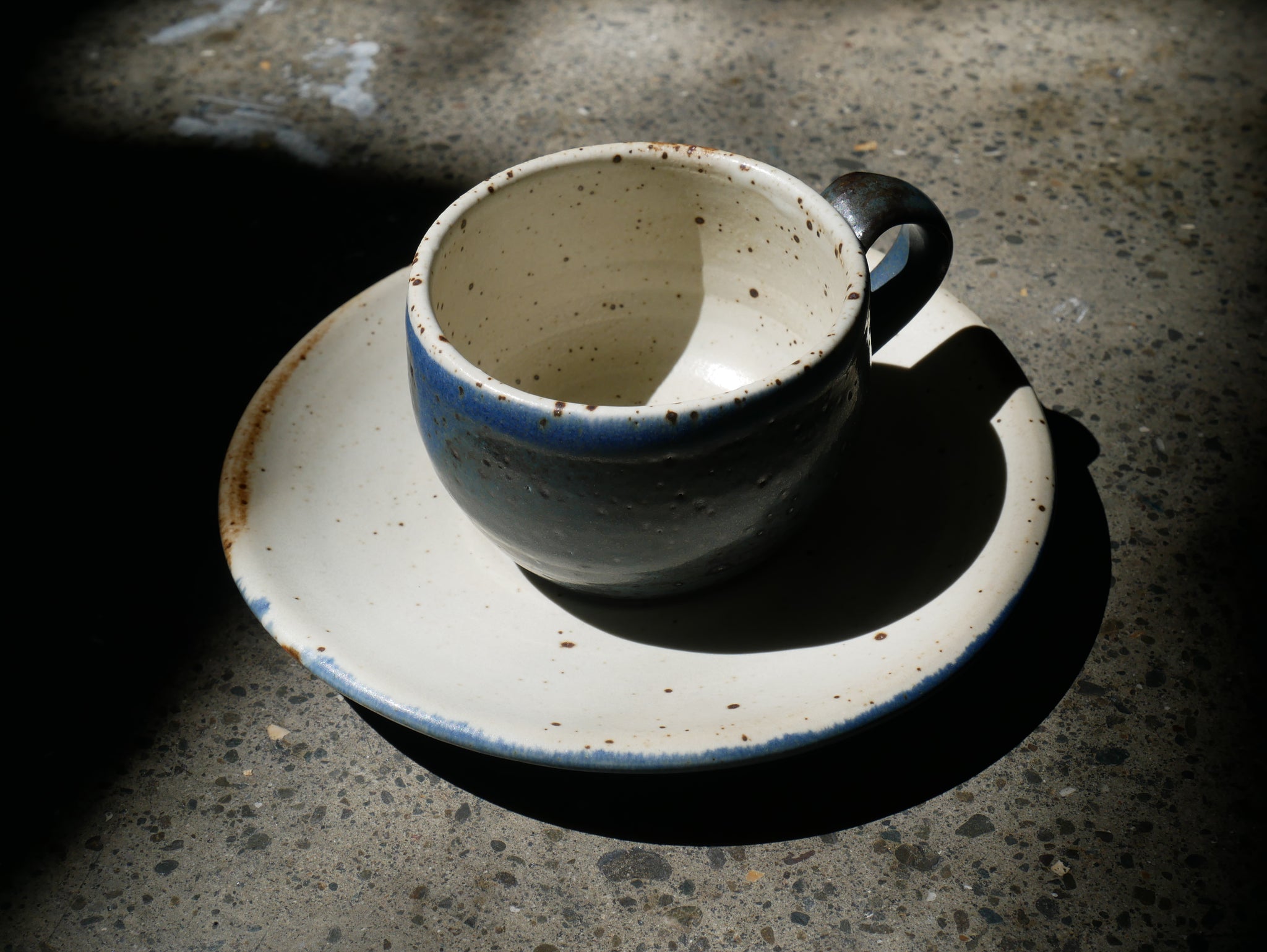 Deep Blue Natural Speckle Coffee Cup and Saucer - II