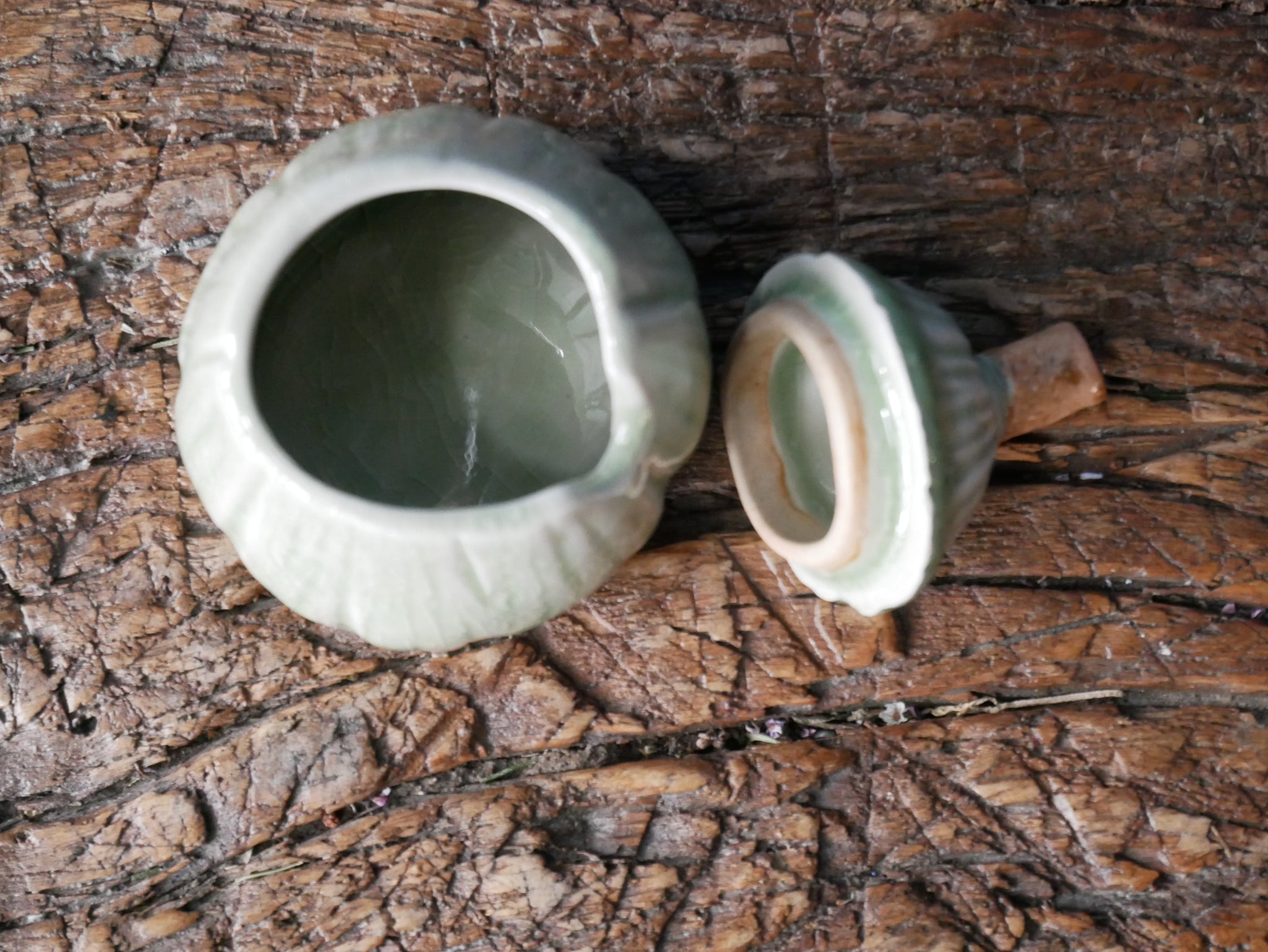 Green Celadon Sugar Jar - Fig - I