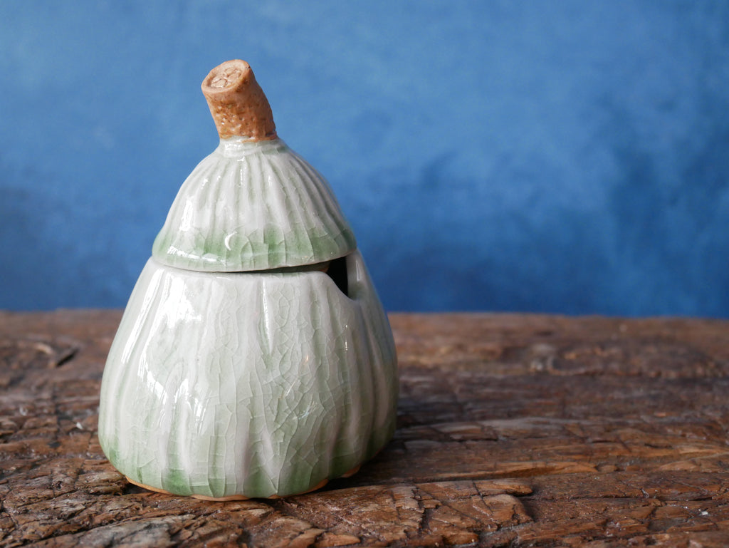 Green Celadon Sugar Jar - Fig - I