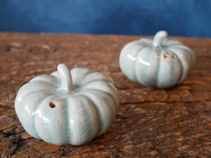 A set of Blue Celadon Salt and Pepper Pumpkins (set of 2 pcs)