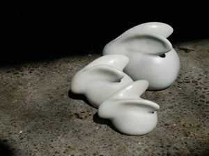 Rabbits white Ivory glazed ceramics, handmade