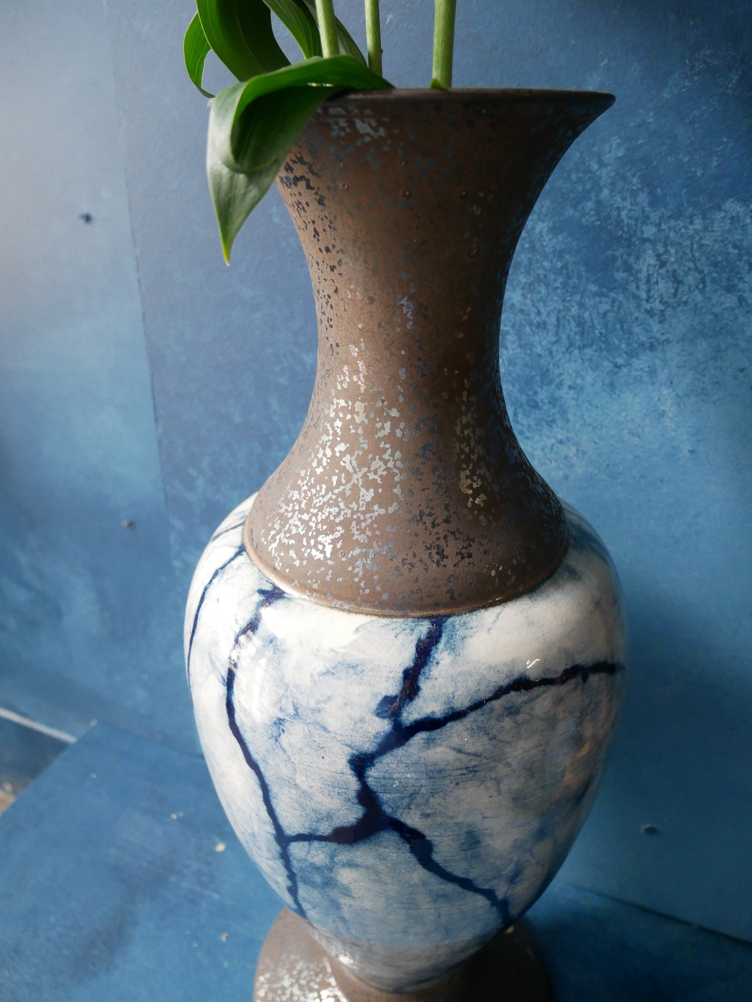 Rustic Blue Marble Vase