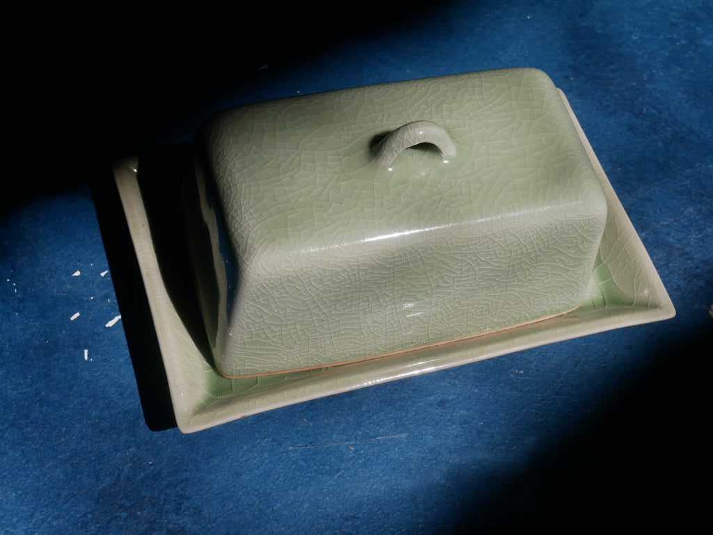 Green Celadon Butter Jar