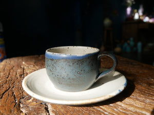 Deep Blue - Natural Speckle Espresso Cup and Saucer