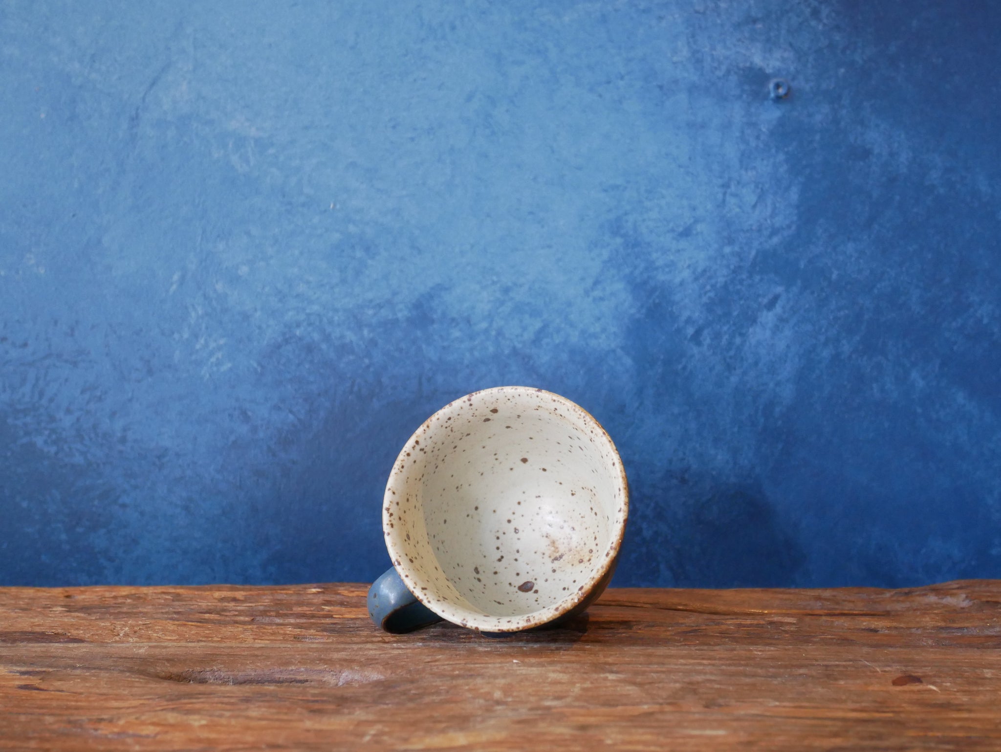 Deep Blue -  Natural Speckled Coffee Cup and Saucer - I