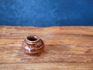 Hand-thrown Tiny Bud Vase / shino orange glazed - O7