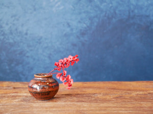 Hand-thrown Tiny Bud Vase / shino orange glazed - O7