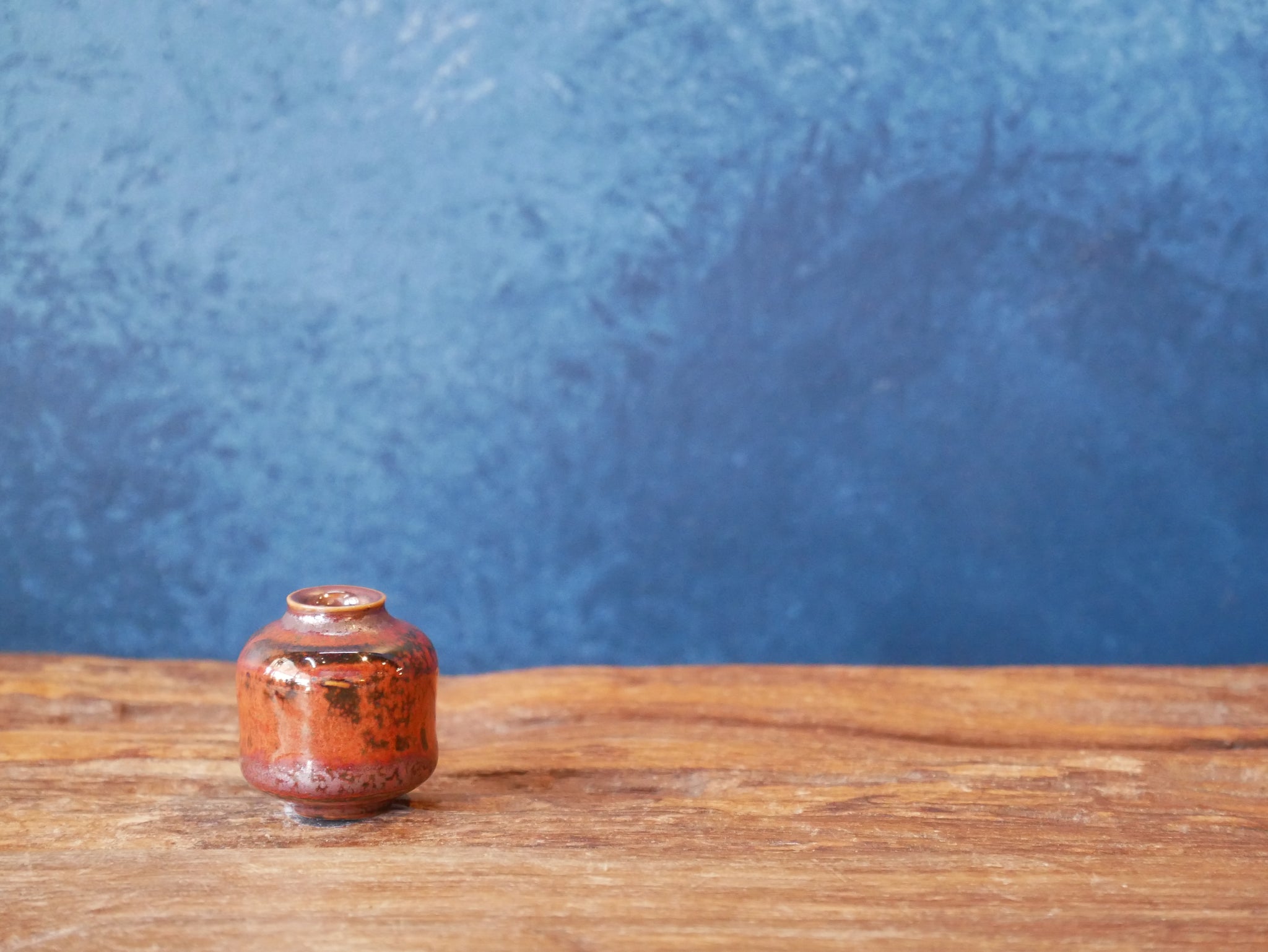 Hand-thrown Tiny Bud Vase / shino orange glazed - O8