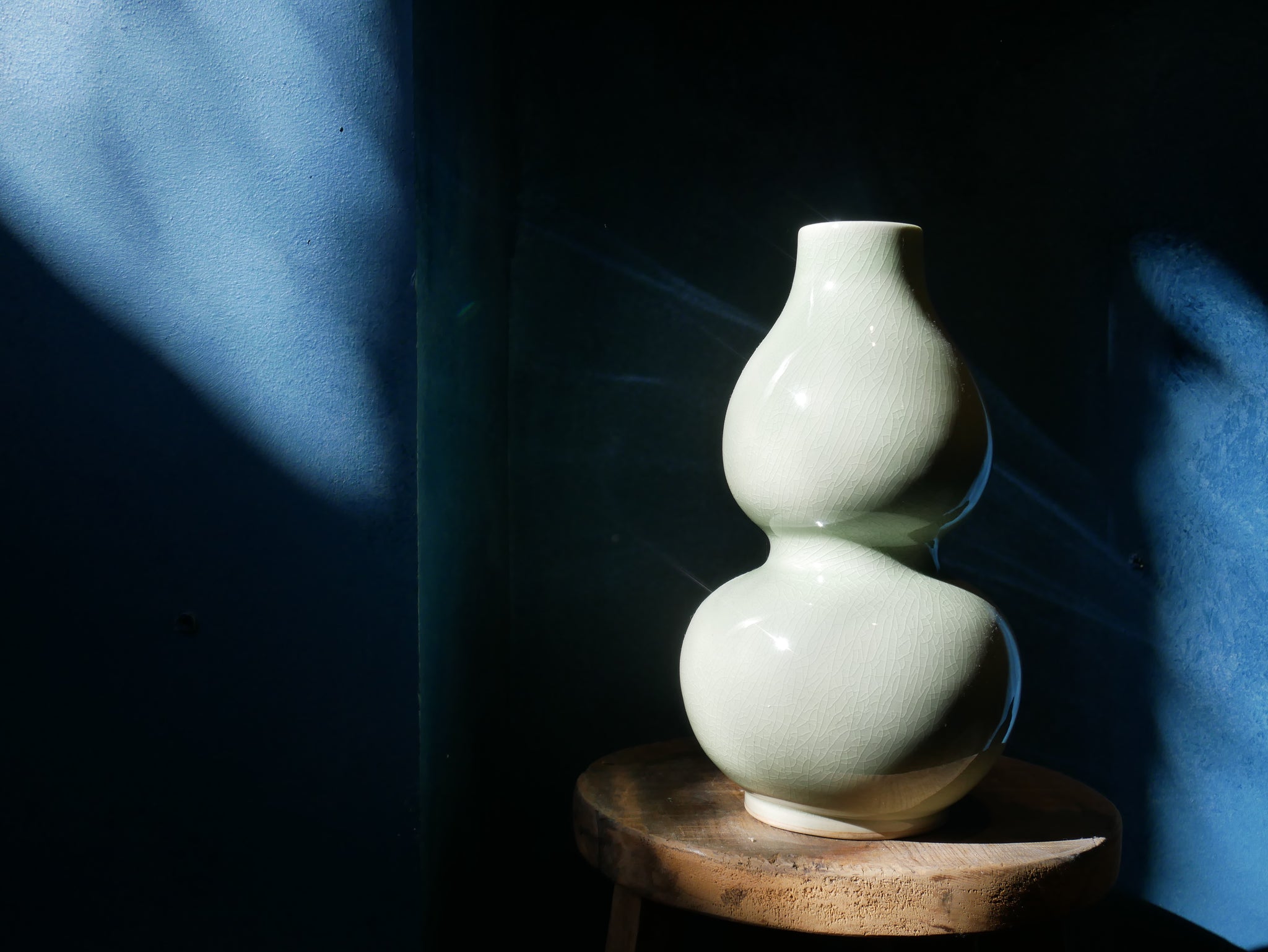 Green Celadon Vase - XIX - Namtao - Calabash Shape