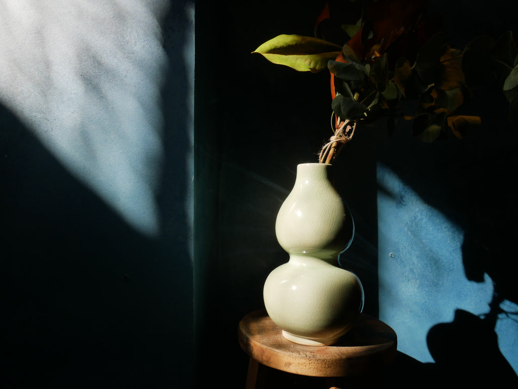 Green Celadon Vase - XIX - Namtao - Calabash Shape