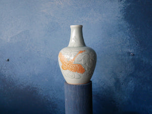 Bas Relief- Earthly Bird - Green Celadon Vase