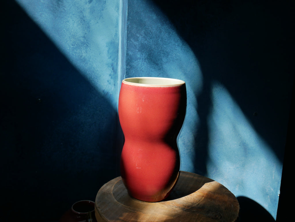 Copper Red Vase - Green celadon inside - VIII