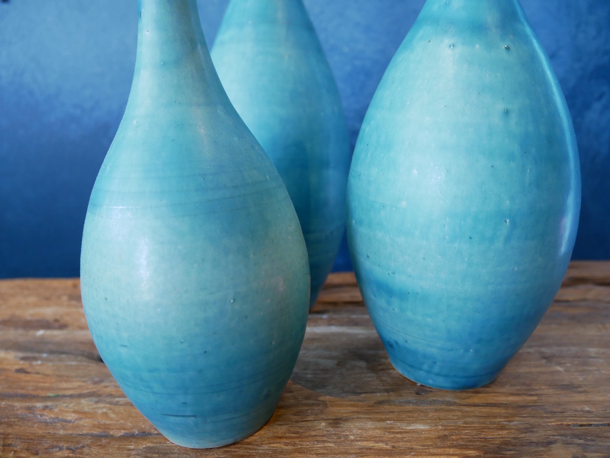 Turquoise Sky Set of 3 Vases