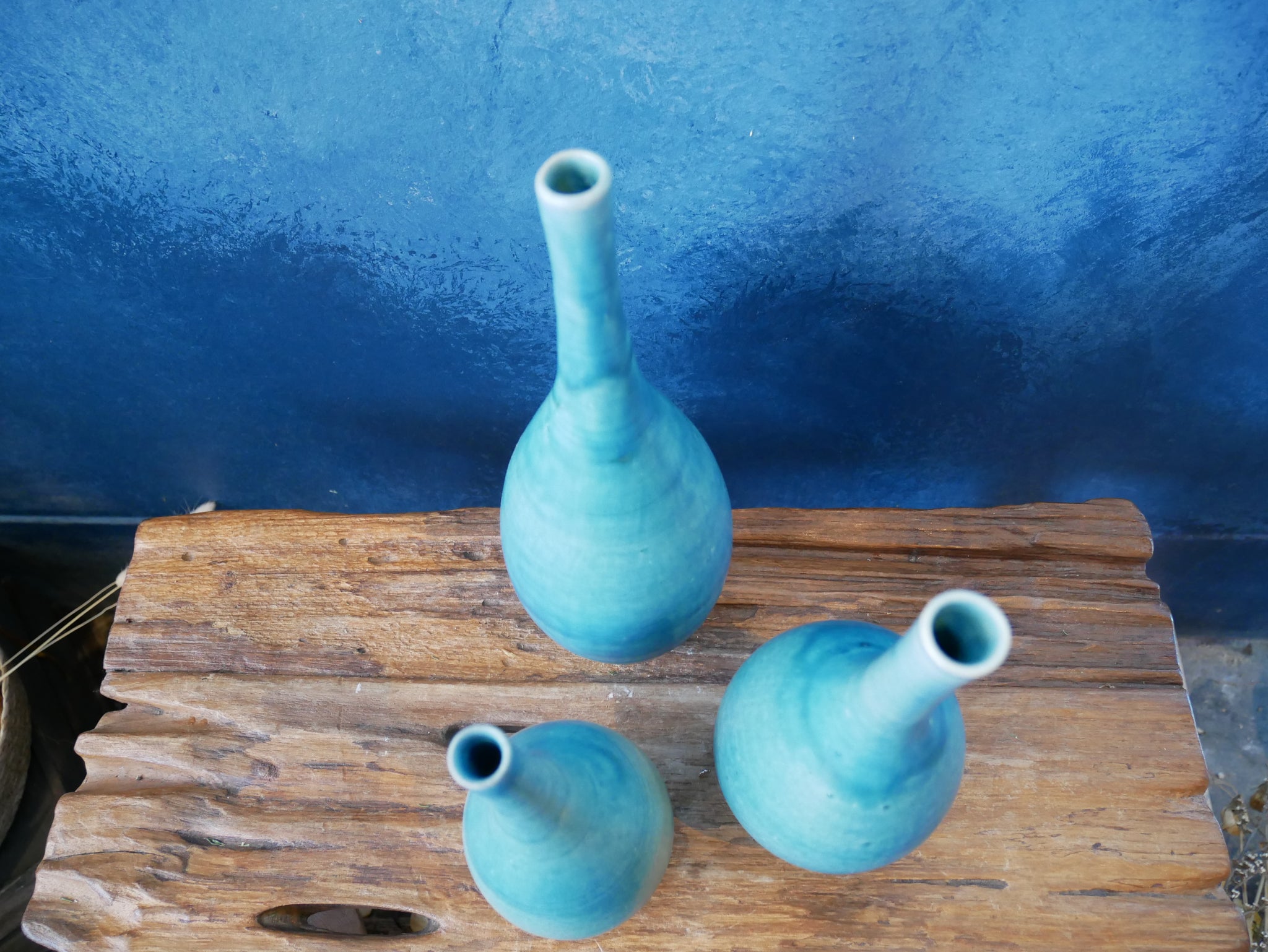 Turquoise Sky Set of 3 Vases
