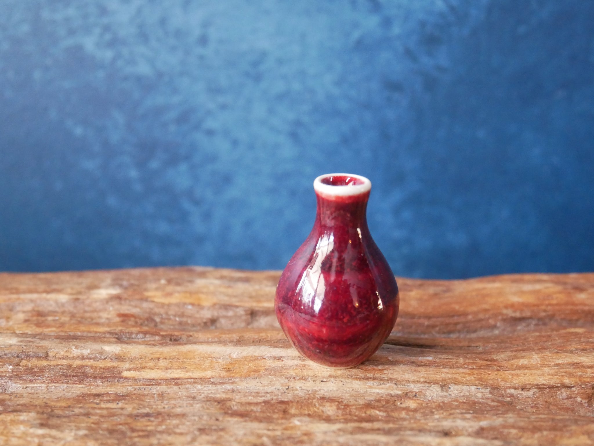 Hand-thrown Tiny Bud Vase / copper red/ox blood glazed - R6