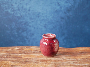 Hand-thrown Tiny Bud Vase / copper red/ox blood glazed - R9