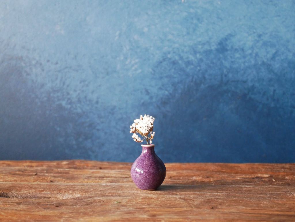Hand-thrown Tiny Bud Vase / copper-purple kinyo glazed - P4