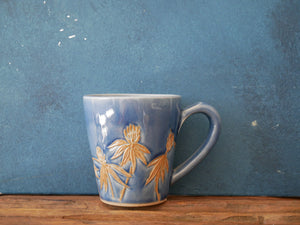 Co-Blue celadon | Deep blue | Handcrafted | Floral - Mug