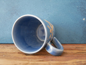 Co-Blue celadon | Deep blue | Handcrafted | Floral - Mug