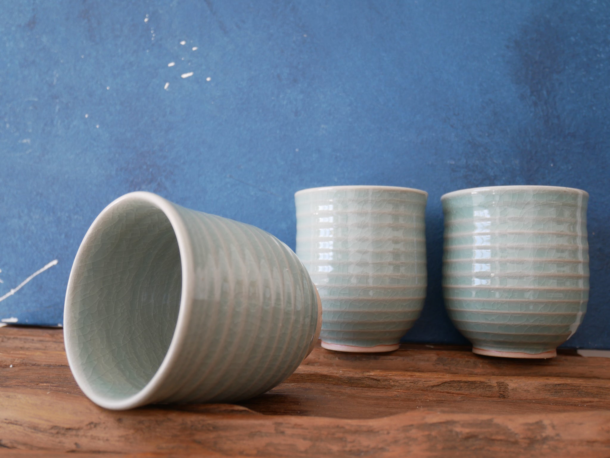 Green-blue celadon glazed - Mug without handle