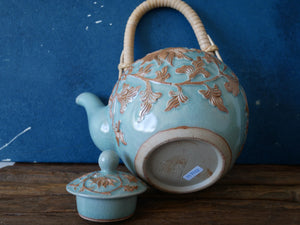 Green-Blue Celadon | Handcraft | Floral - Tea pot