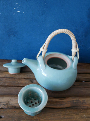 Green-Blue Celadon Tea pot - ll - with Tea Infuser