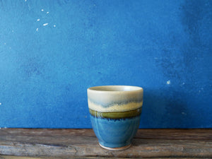 Deep Blue Ocean | Yellow rim and inside - Tea cup ll