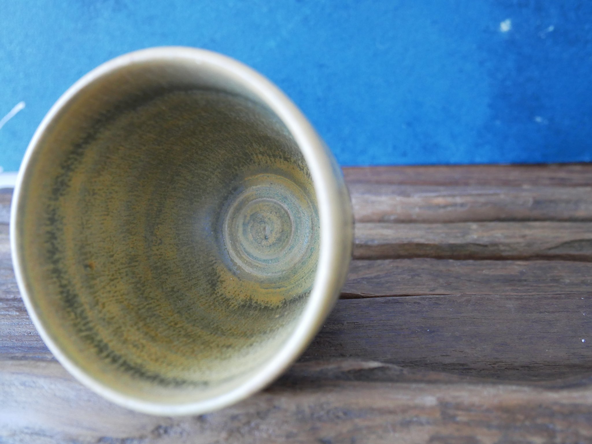 Deep Blue Ocean | Yellow rim and inside - Tea cup ll