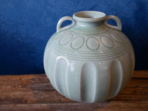Green Celadon Round Vase with handles
